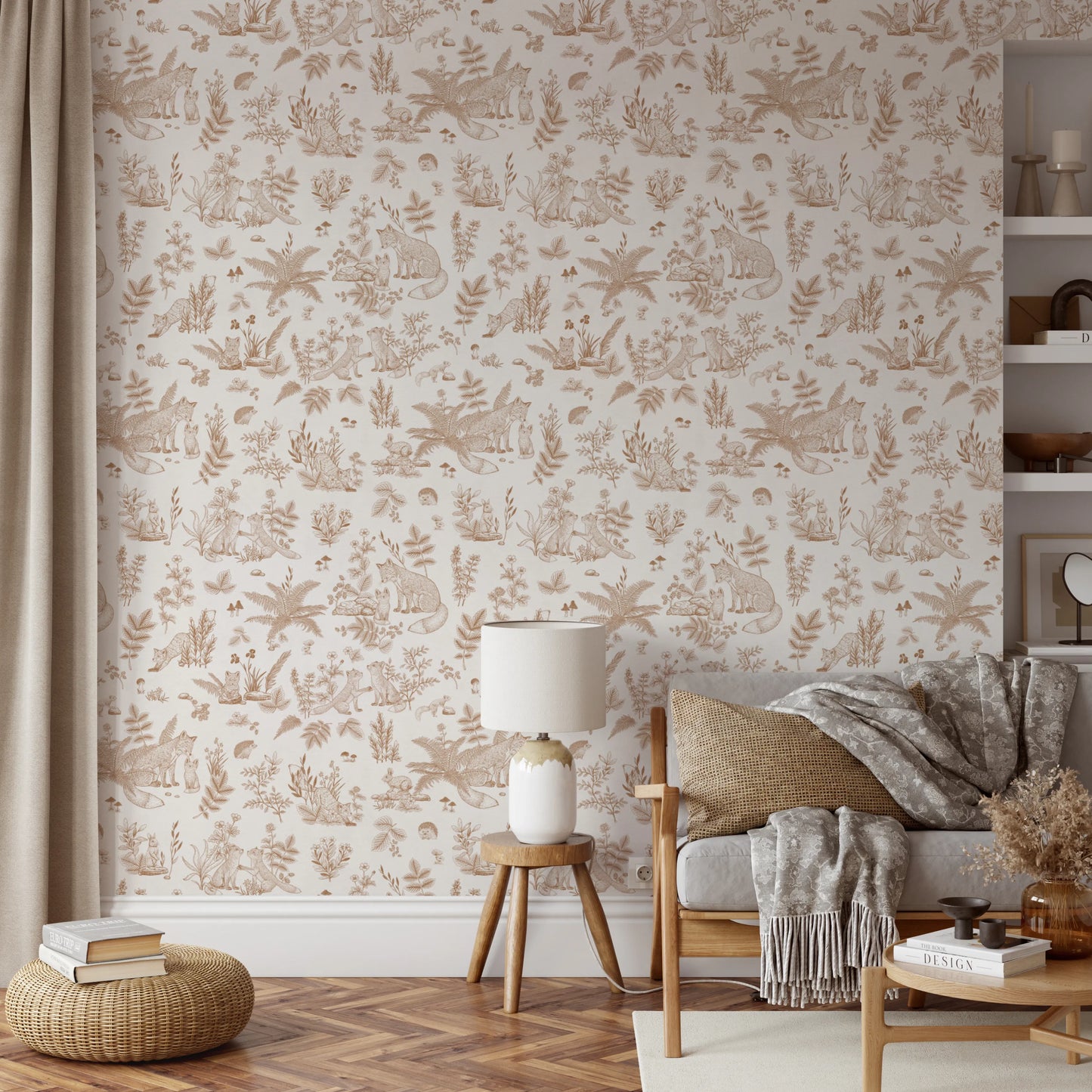 Charming Woodland Forest Animal Illustration Wallpaper Wallpaper⁠