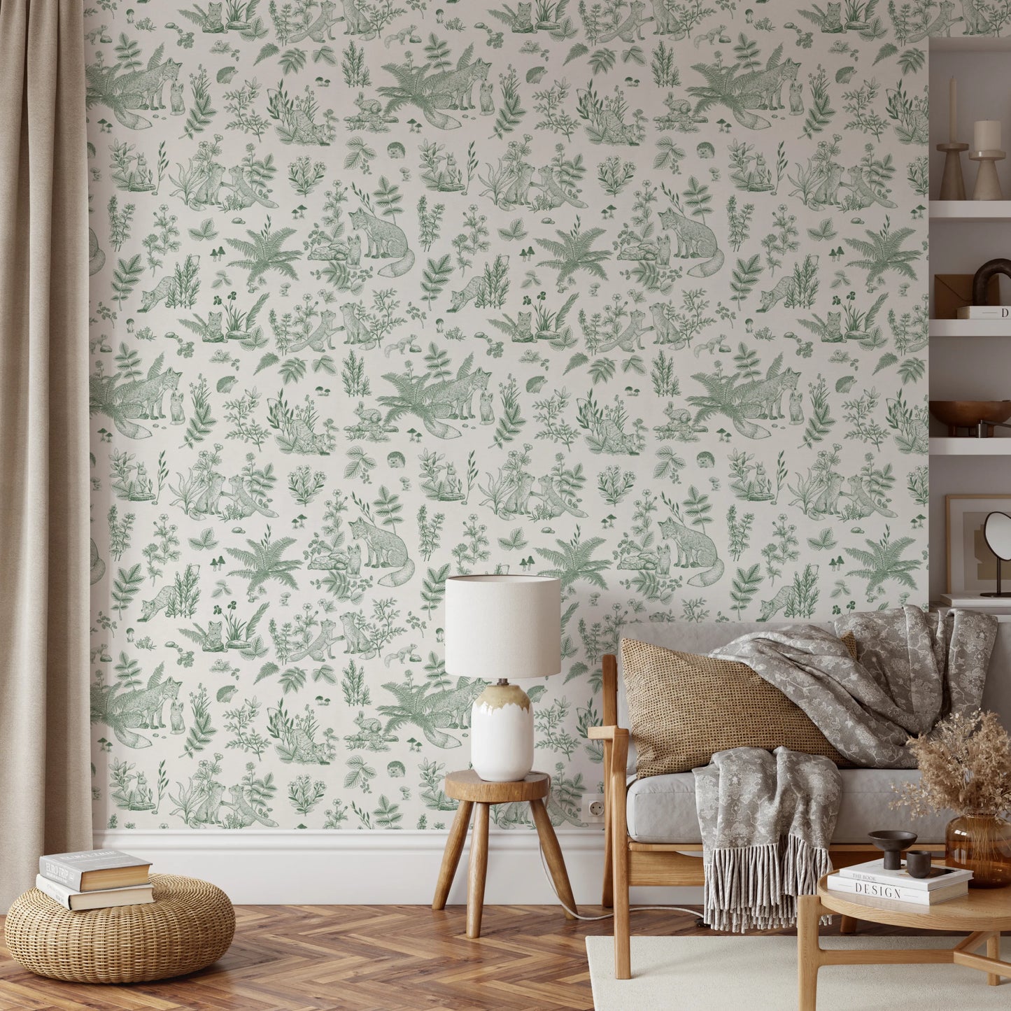 Enchanted Forest Friends Seamless Illustration Print Wallpaper⁠