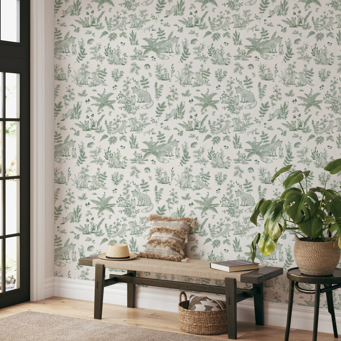 Enchanted Forest Friends Seamless Illustration Print Wallpaper⁠