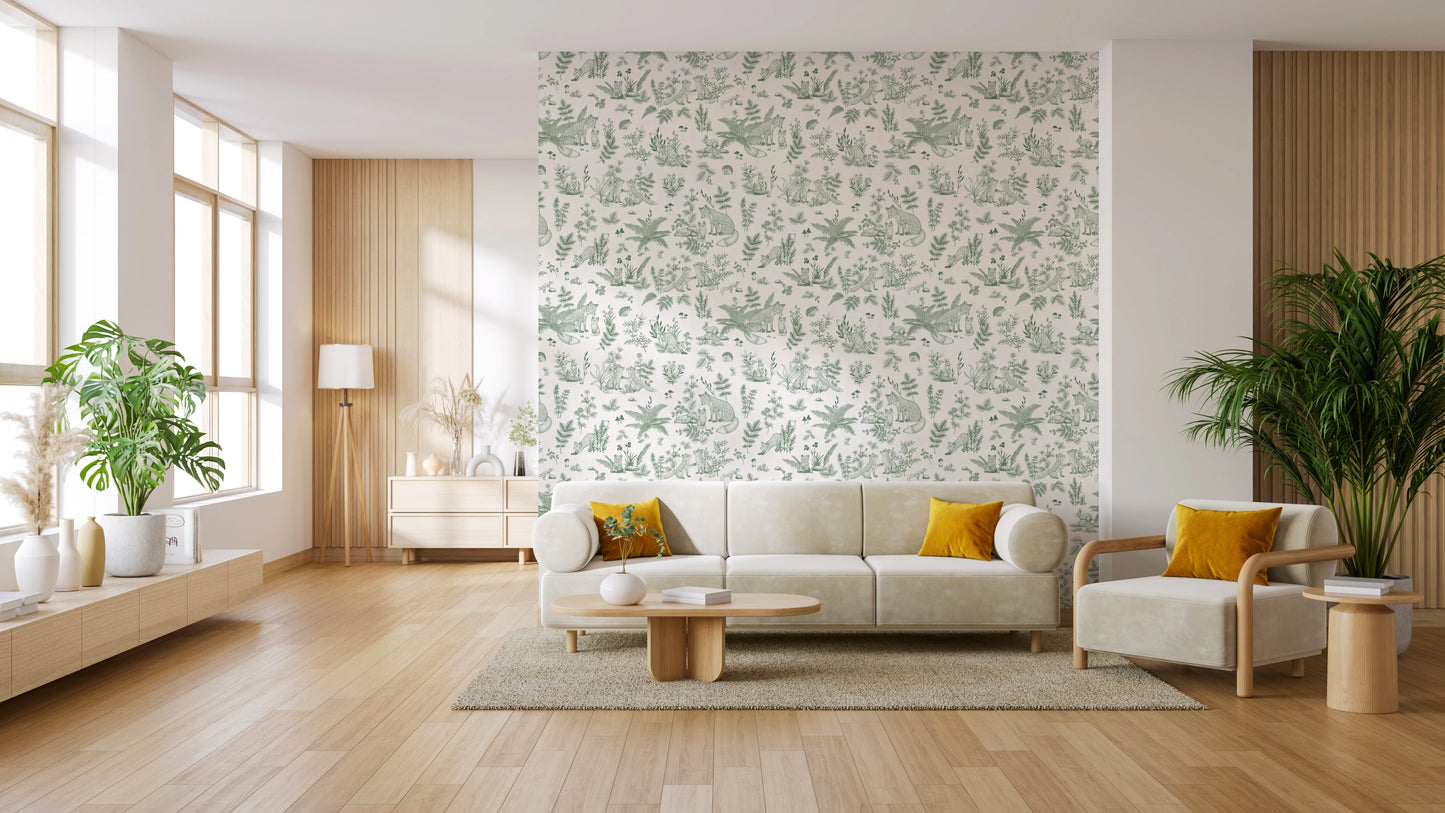 Enchanted Forest Friends Seamless Illustration Print Wallpaper⁠