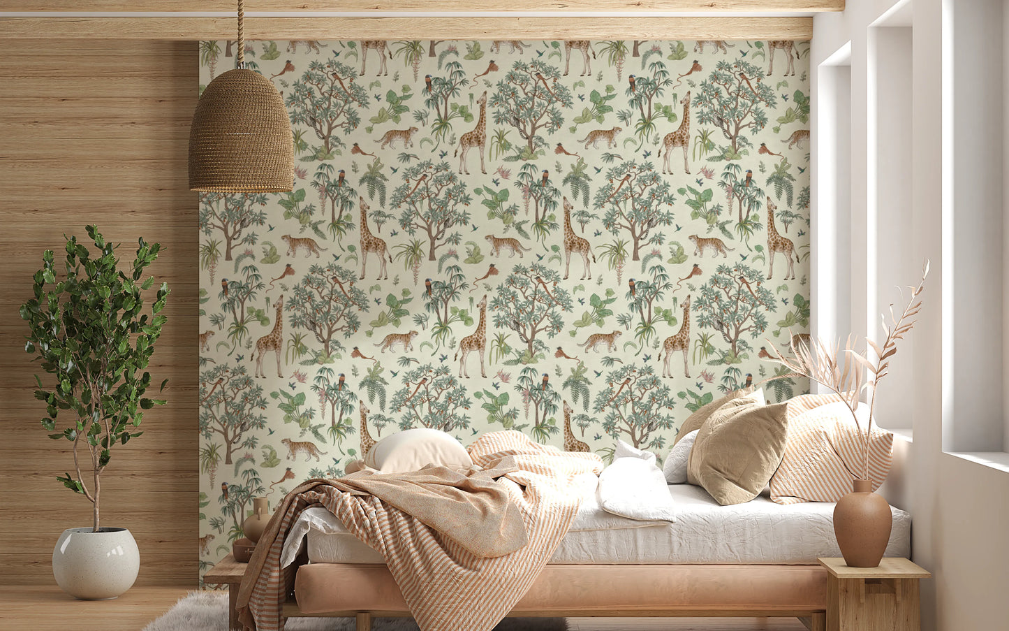 Enchanted Jungle Safari Wildlife Wall Decor Wallpaper⁠