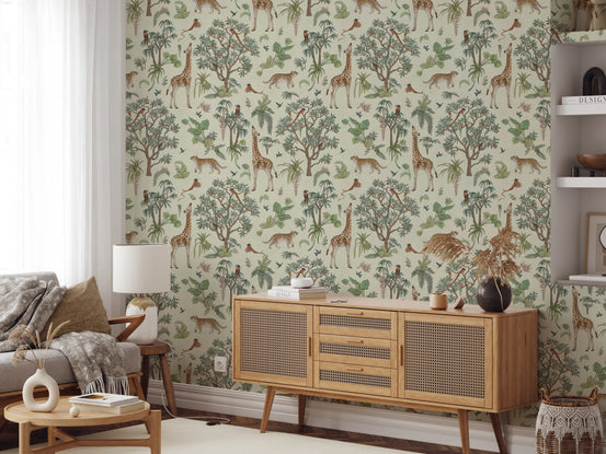 Enchanted Jungle Safari Wildlife Wall Decor Wallpaper⁠