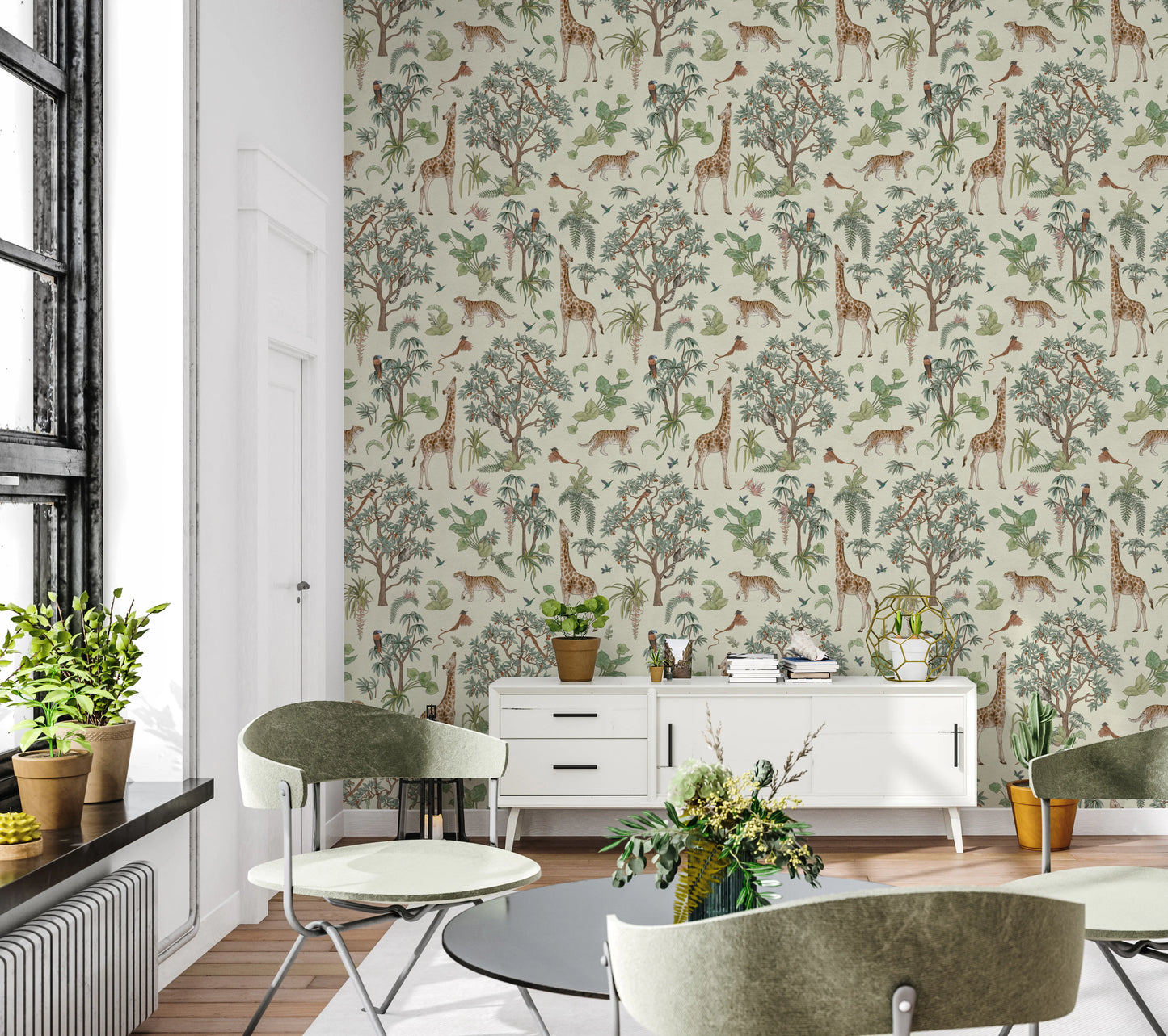 Enchanted Jungle Safari Wildlife Wall Decor Wallpaper⁠