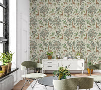Enchanted Jungle Safari Wildlife Wall Decor Wallpaper⁠