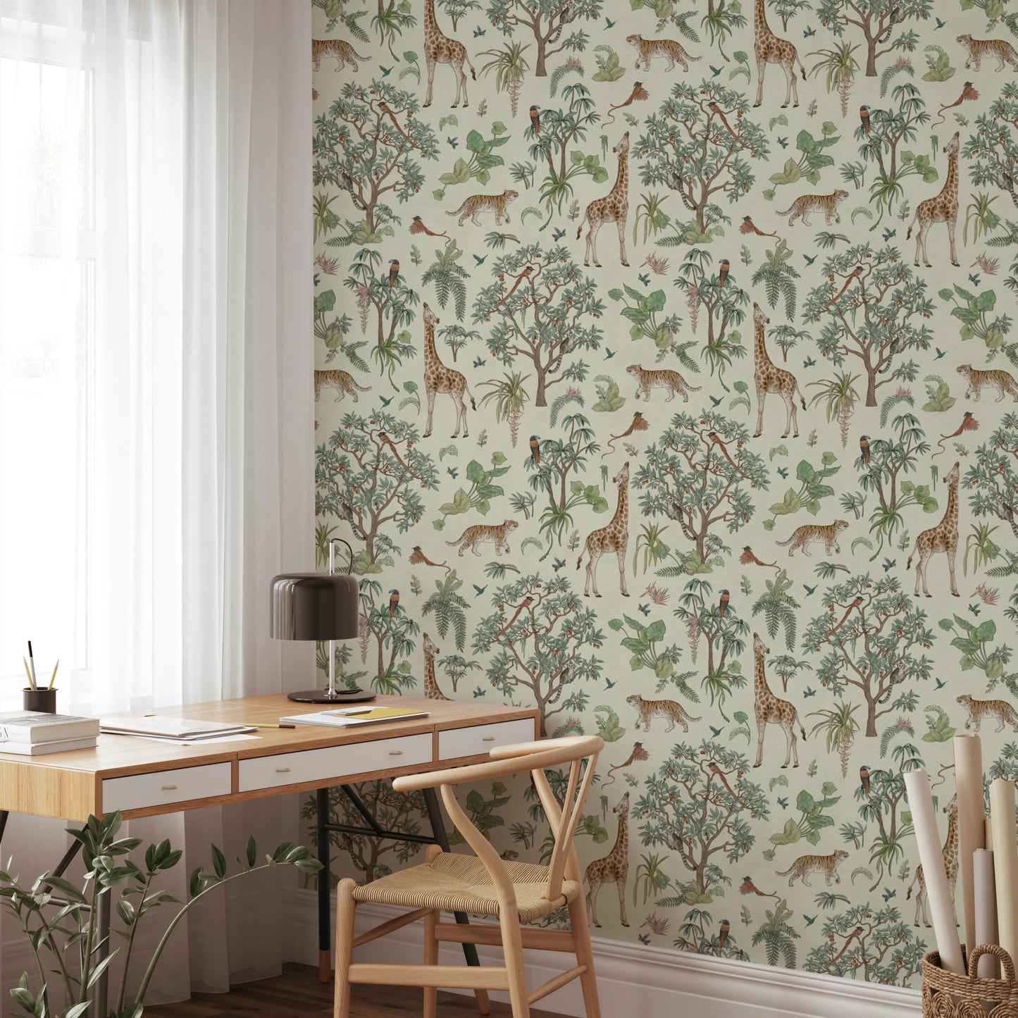 Enchanted Jungle Safari Wildlife Wall Decor Wallpaper⁠