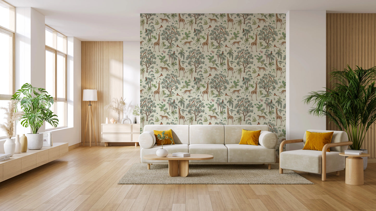 Enchanted Jungle Safari Wildlife Wall Decor Wallpaper⁠