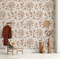 Enchanted Forest Animals Sketch Pattern Wallpaper Wallpaper⁠