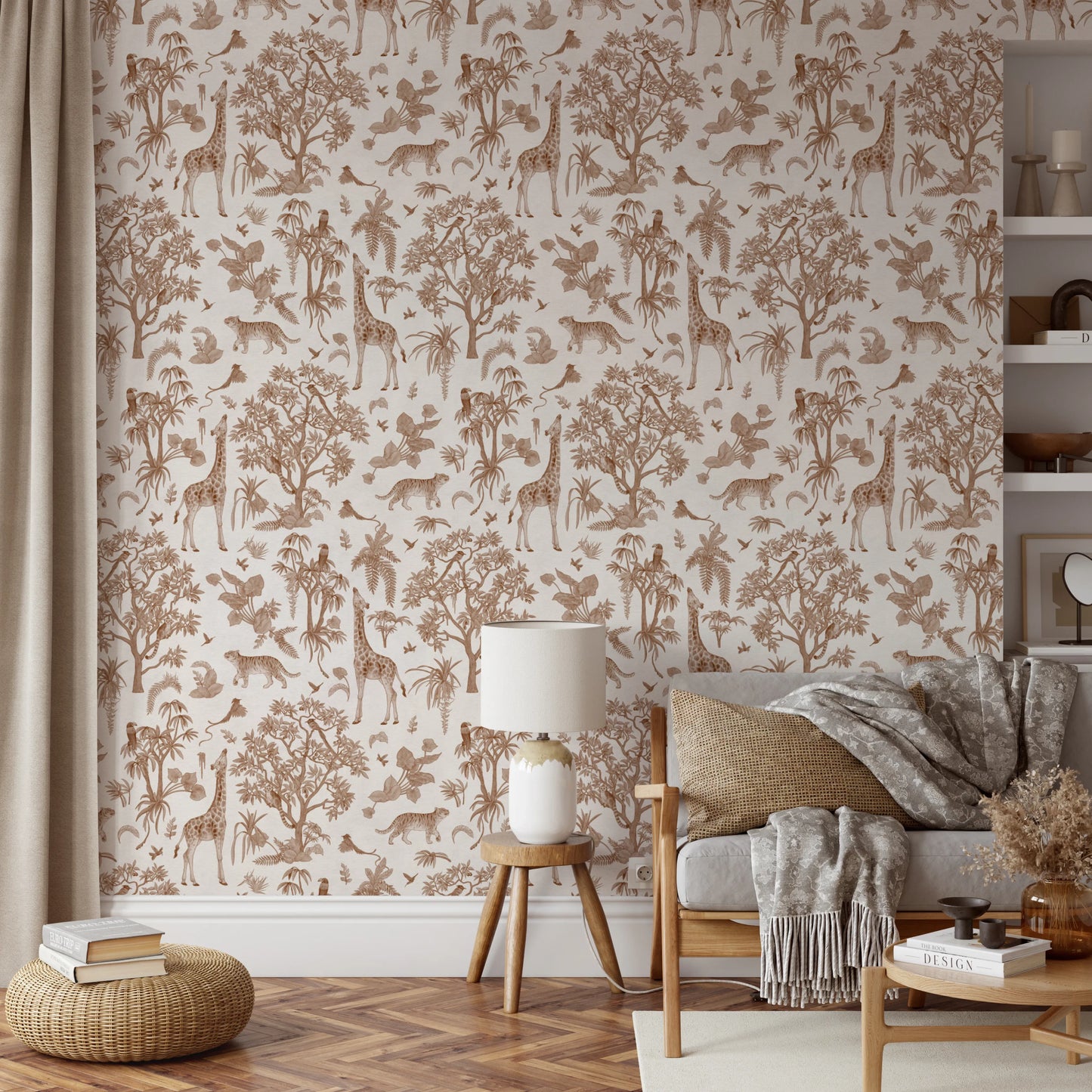 Enchanted Forest Animals Sketch Pattern Wallpaper Wallpaper⁠