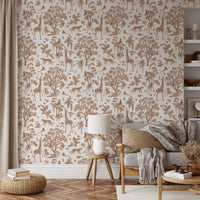 Enchanted Forest Animals Sketch Pattern Wallpaper Wallpaper⁠