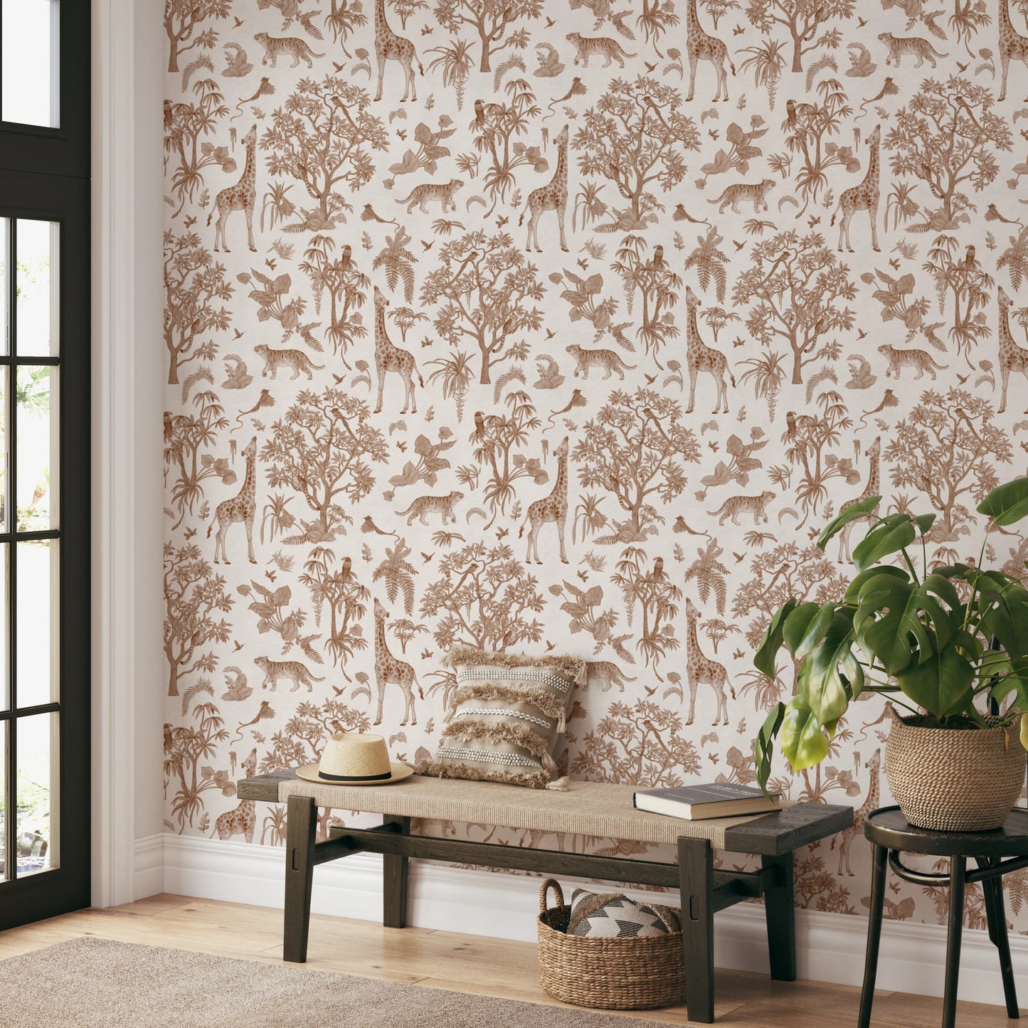 Enchanted Forest Animals Sketch Pattern Wallpaper Wallpaper⁠