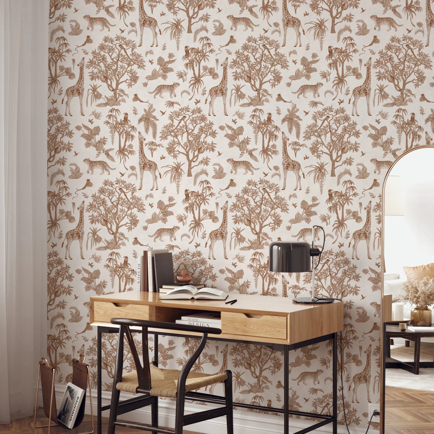 Enchanted Forest Animals Sketch Pattern Wallpaper Wallpaper⁠
