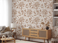 Enchanted Forest Animals Sketch Pattern Wallpaper Wallpaper⁠