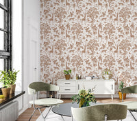 Enchanted Forest Animals Sketch Pattern Wallpaper Wallpaper⁠