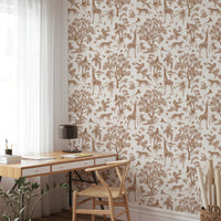 Enchanted Forest Animals Sketch Pattern Wallpaper Wallpaper⁠
