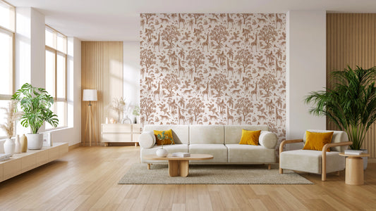 Enchanted Forest Animals Sketch Pattern Wallpaper Wallpaper⁠