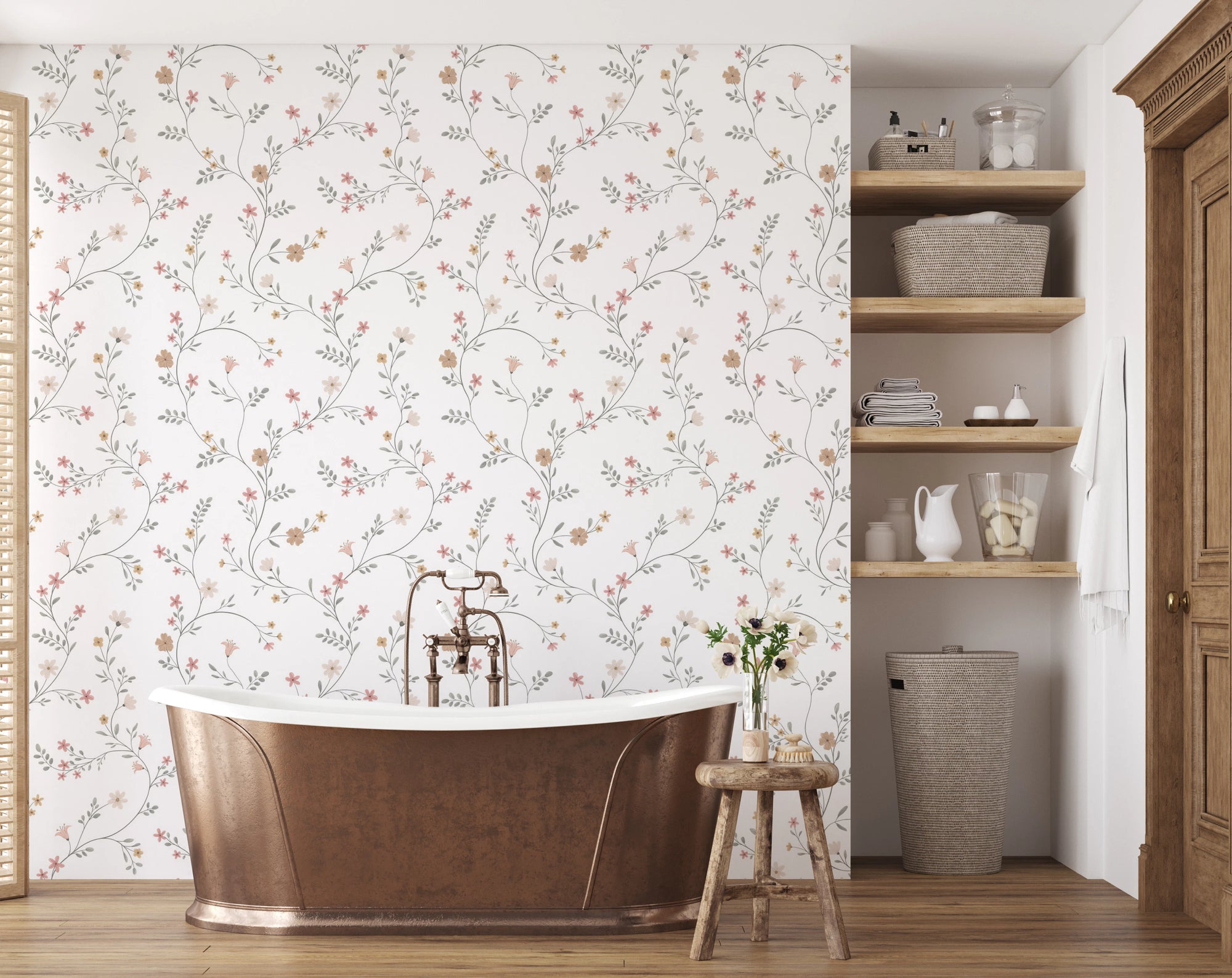 Soft Pastel Meadow Floral Seamless Wallpaper Wallpaper⁠