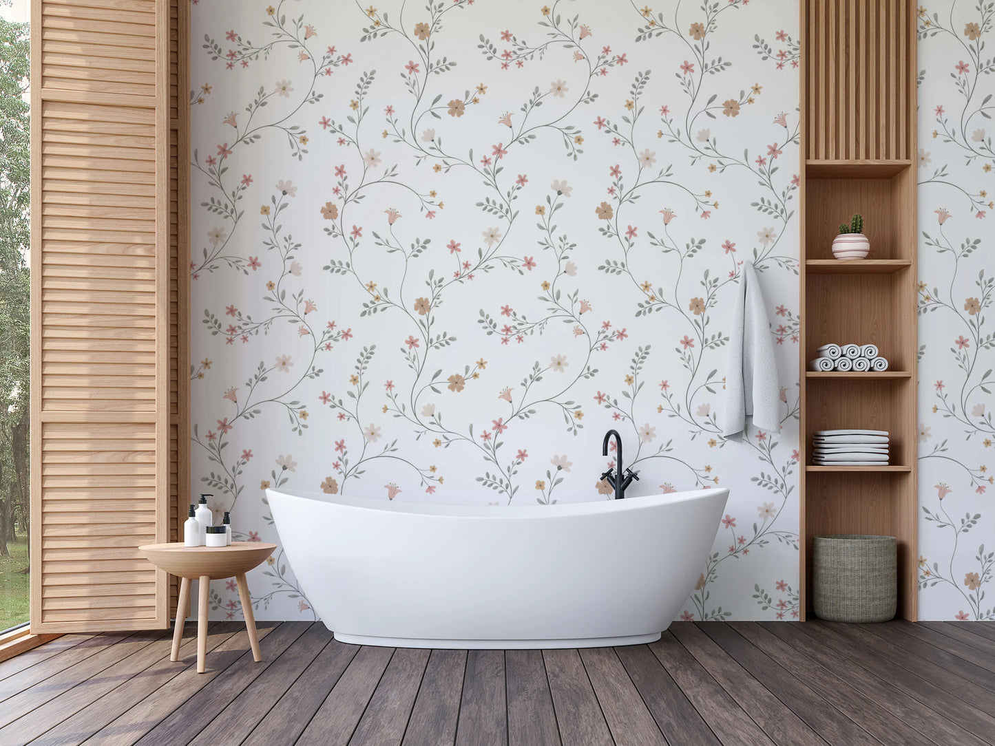 Soft Pastel Meadow Floral Seamless Wallpaper Wallpaper⁠