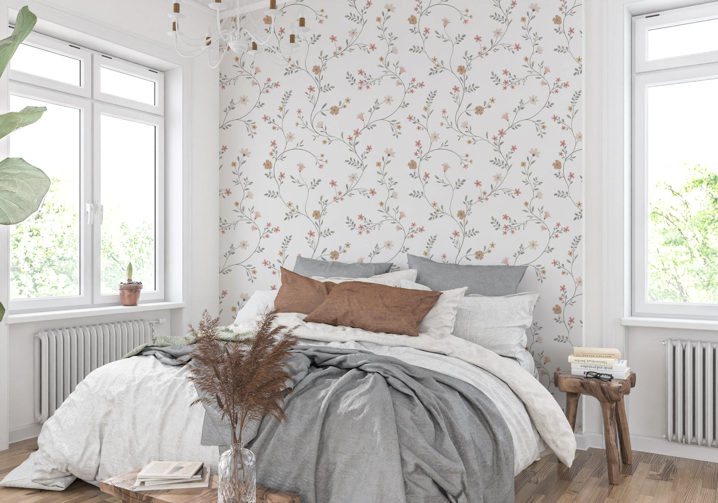 Soft Pastel Meadow Floral Seamless Wallpaper Wallpaper⁠