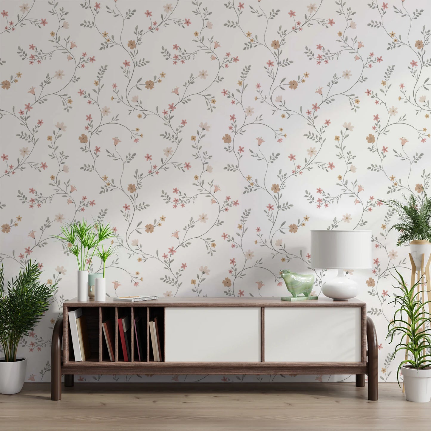 Soft Pastel Meadow Floral Seamless Wallpaper Wallpaper⁠