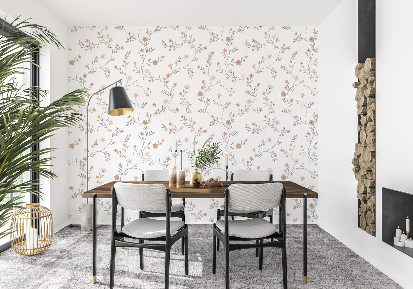 Soft Pastel Meadow Floral Seamless Wallpaper Wallpaper⁠