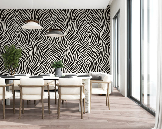 Bold Monochrome Zebra Stripe Wall Decor Wall Mural