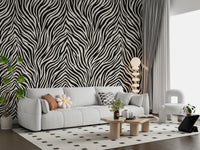 High contrast animal wall mural with varied stripe widths and sharp edges