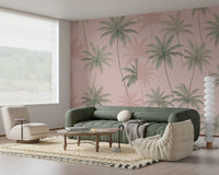 Soft Blush Palm Tree Oasis Wallpaper Wall Mural
