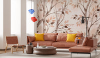 Soft Autumn Birch Forest Watercolor Mural Wall Mural