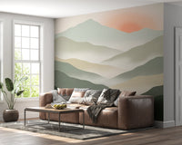 Soft Muted Peaks At Sunrise Landscape Wallpaper Wall Mural