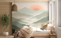 Soft Muted Peaks At Sunrise Landscape Wallpaper Wall Mural