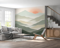 Soft Muted Peaks At Sunrise Landscape Wallpaper Wall Mural