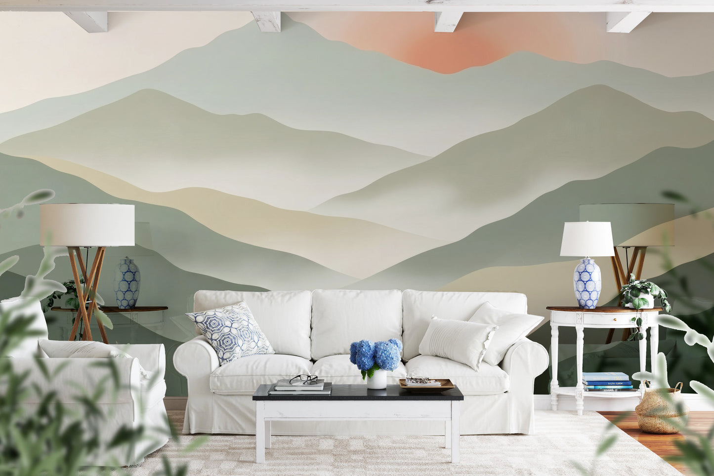 Soft Muted Peaks At Sunrise Landscape Wallpaper Wall Mural