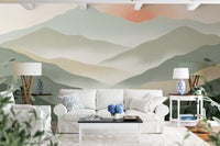 Soft Muted Peaks At Sunrise Landscape Wallpaper Wall Mural