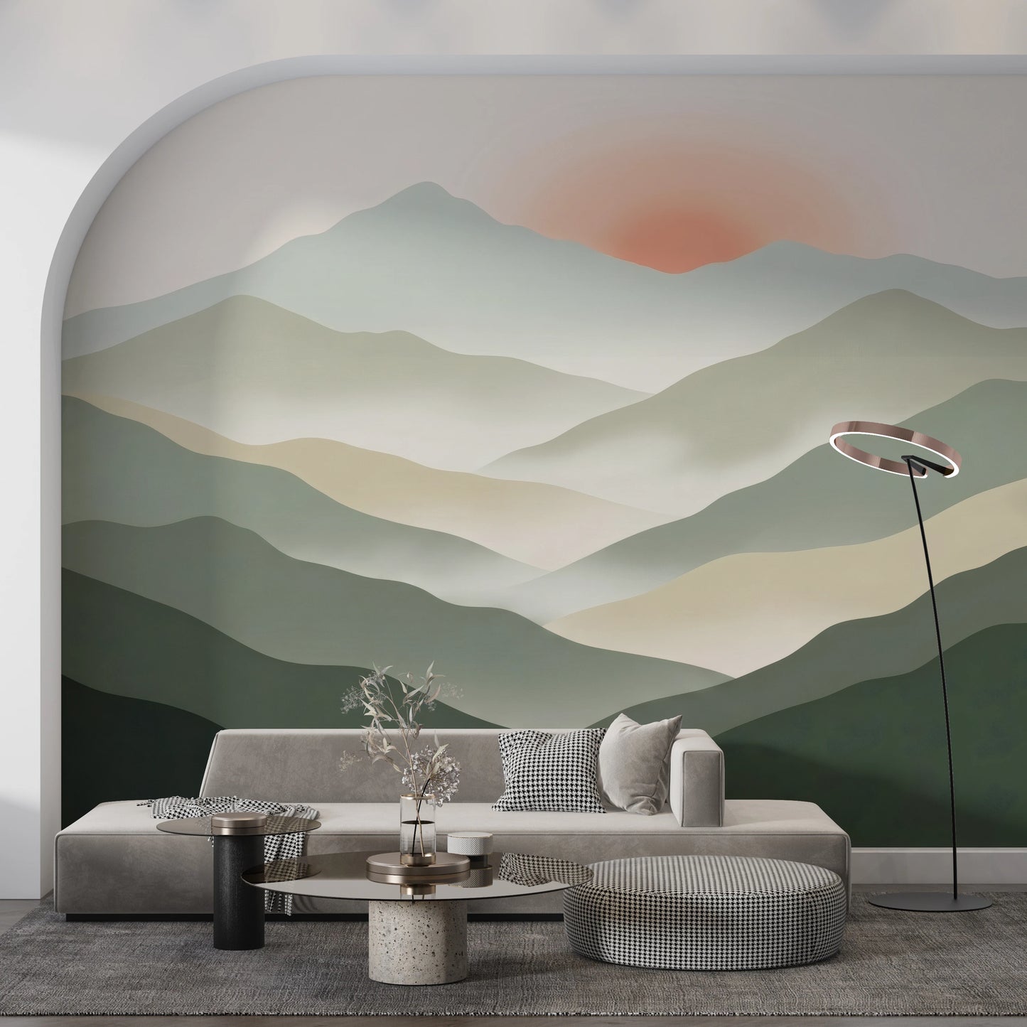 Soft Muted Peaks At Sunrise Landscape Wallpaper Wall Mural