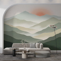 Soft Muted Peaks At Sunrise Landscape Wallpaper Wall Mural