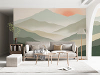 Soft Muted Peaks At Sunrise Landscape Wallpaper Wall Mural