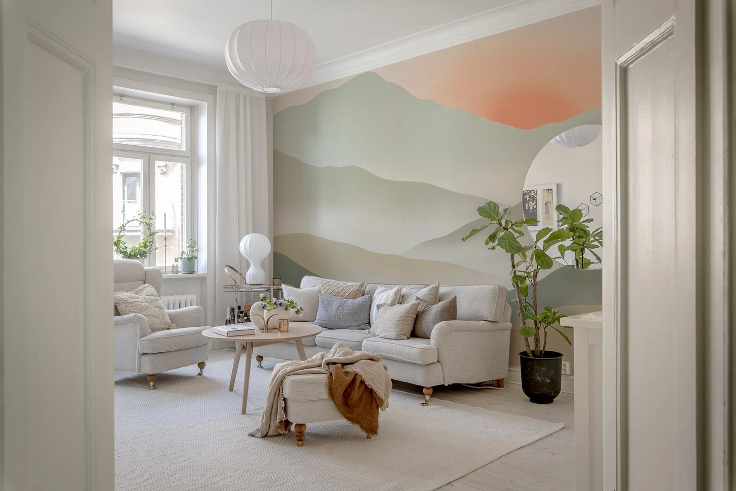 Soft Muted Peaks At Sunrise Landscape Wallpaper Wall Mural