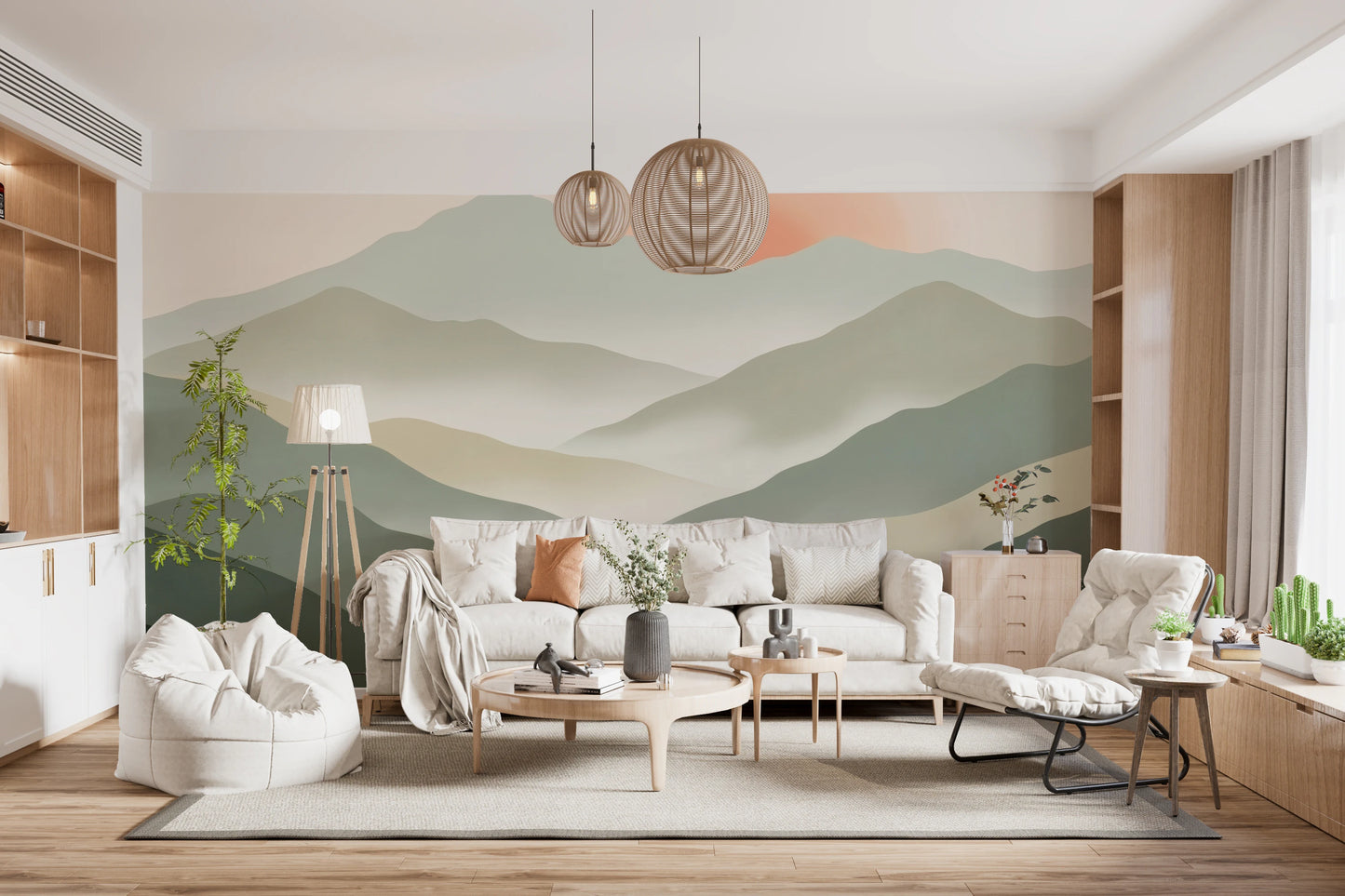 Soft Muted Peaks At Sunrise Landscape Wallpaper Wall Mural
