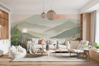 Soft Muted Peaks At Sunrise Landscape Wallpaper Wall Mural