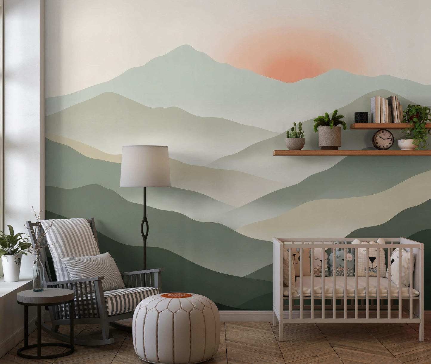 Soft Muted Peaks At Sunrise Landscape Wallpaper Wall Mural