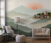 Soft Muted Peaks At Sunrise Landscape Wallpaper Wall Mural