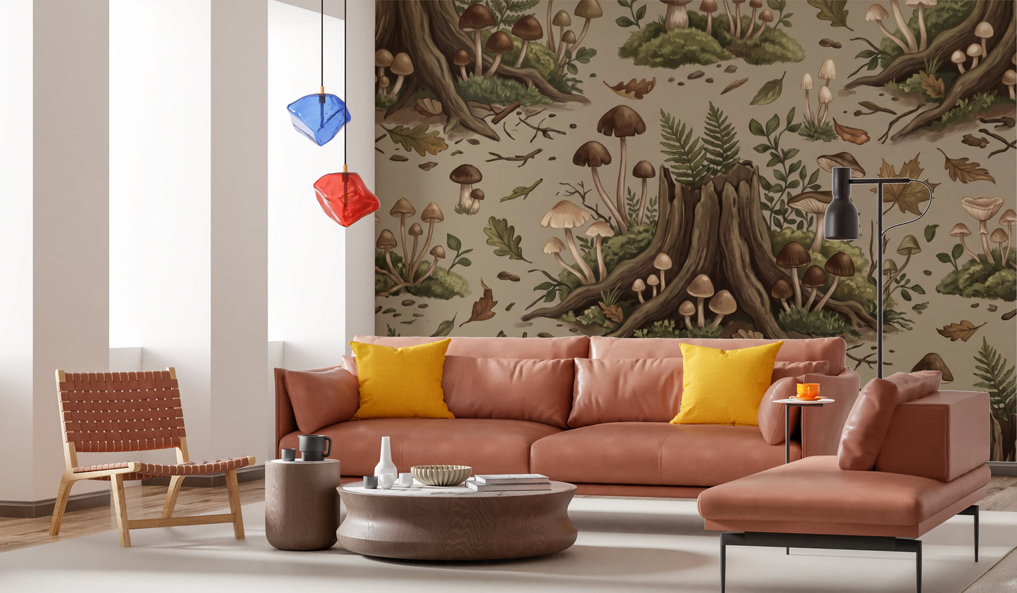 Enchanted Woodland Mushroom Forest Seamless Pattern Wall Mural