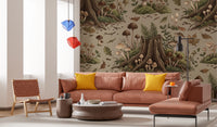 Enchanted Woodland Mushroom Forest Seamless Pattern Wall Mural