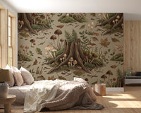 Enchanted Woodland Mushroom Forest Seamless Pattern Wall Mural
