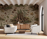 Enchanted Woodland Mushroom Forest Seamless Pattern Wall Mural