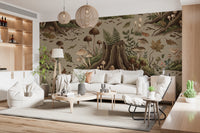 Enchanted Woodland Mushroom Forest Seamless Pattern Wall Mural