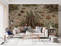 Enchanted Woodland Mushroom Forest Seamless Pattern Wall Mural