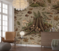 Enchanted Woodland Mushroom Forest Seamless Pattern Wall Mural