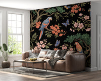 Exotic Tropical Garden Parrot and Butterfly Wallpaper Wall Mural