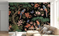 Exotic Tropical Garden Parrot and Butterfly Wallpaper Wall Mural